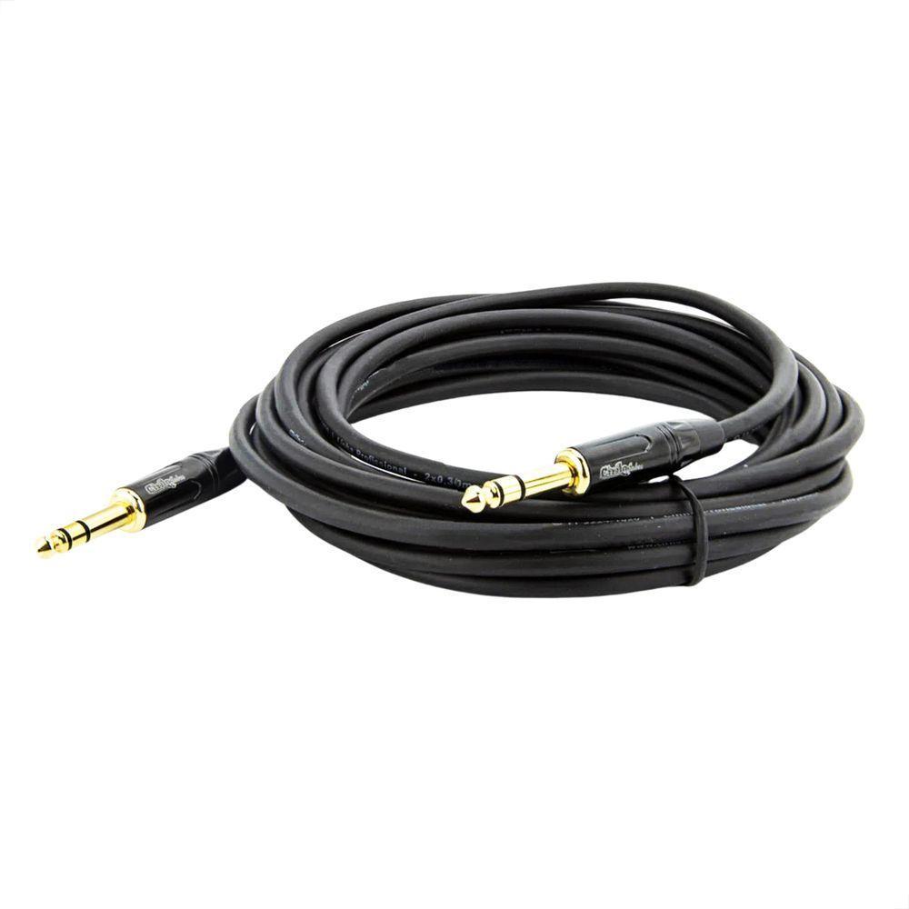Cabo P10 Para P10 Estereo Profissional - Preto 1 Metro - 1