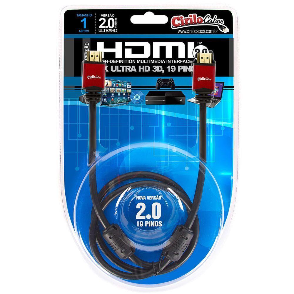 Cabo Hdmi 2.0, 19 Pinos 4k, Ultra Hd, 3d - 1 Metro - 1