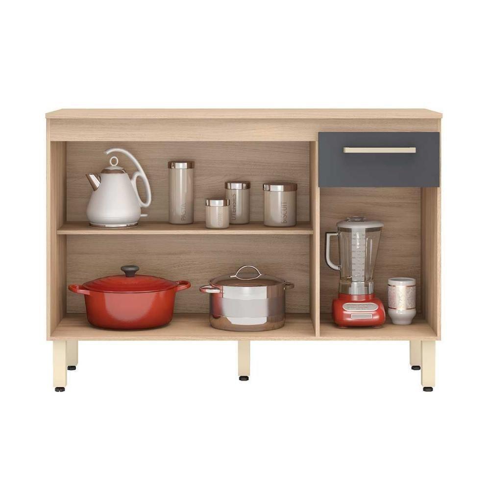Balcão de Cozinha  Dama 3 Portas e 1 Gaveta c/ Tampo 120cm Avena/Grafito - Demóbile - 4