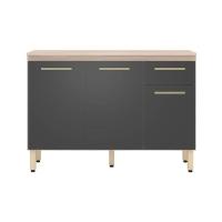 Balcão de Cozinha  Dama 3 Portas e 1 Gaveta c/ Tampo 120cm Avena/Grafito - Demóbile - 2