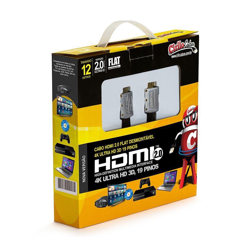 Cabo Hdmi 2.0 Flat Desmontável 4k, Ultra Hd, 3d - 12 Metros - 4