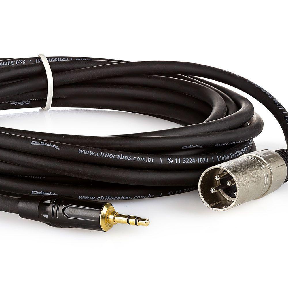 Cabo Profissional Xlr Macho Para P2 Macho Estereo - 10 Metros - 2
