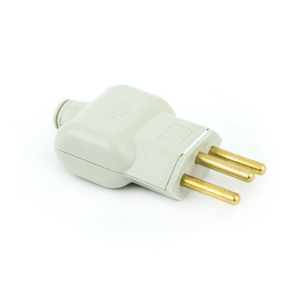 Plug Macho Elétrica Reto Tripolar 20a Novo Padrão - Branco - 1