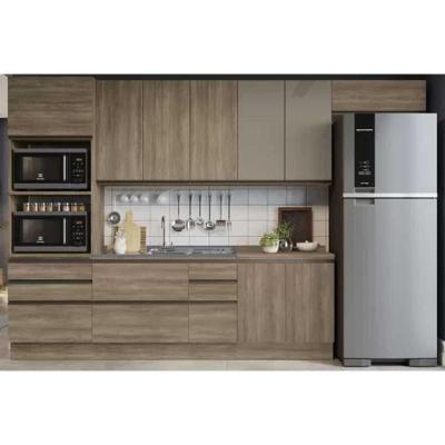 Cozinha Completa Maxxi 7 Peças (3 Armários2 Balcões1paneleiro1complemento) S-pia Cz218 Nogal