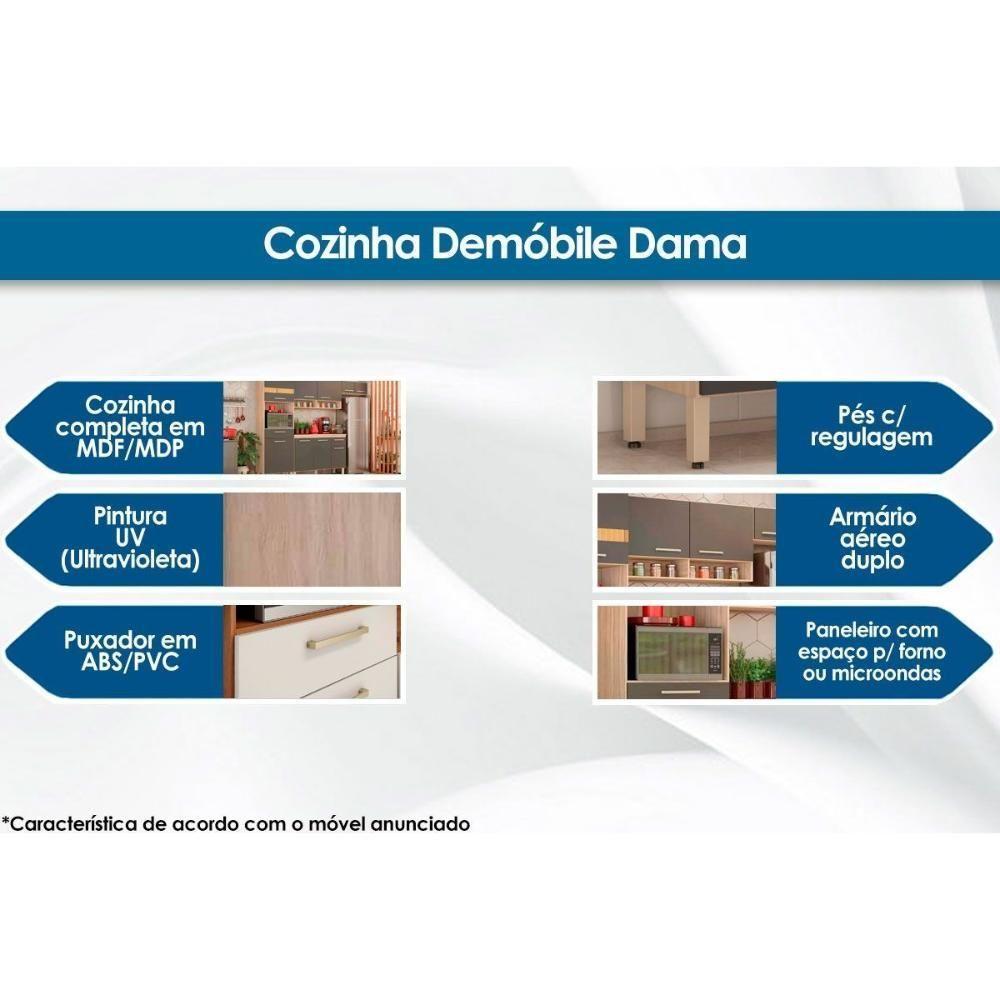 Balcão de Cozinha Dama 3 Portas e 1 Gaveta c/ Tampo 120cm Avena/Grafito - Demóbile - 6