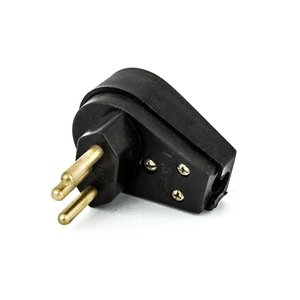 Plug Macho Tomada Elétrica 10a 90 Graus - Preto - 1