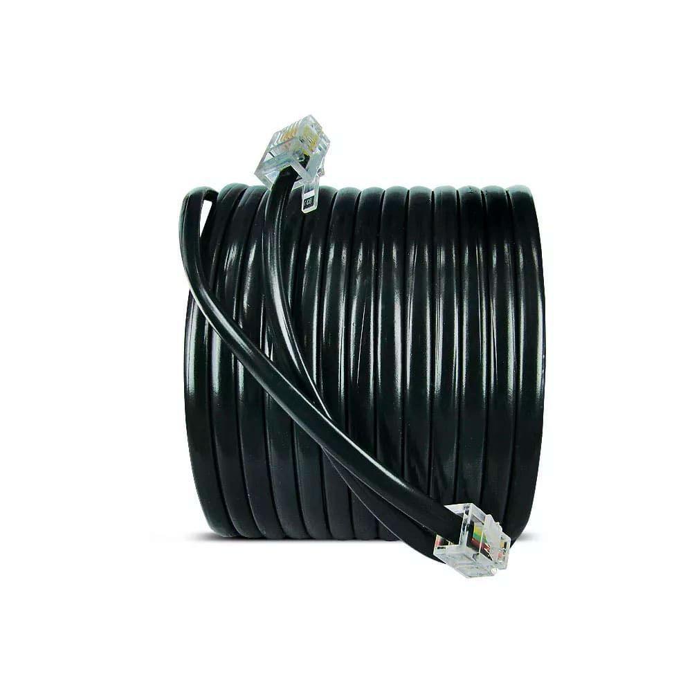 Cabo De Telefone Cordão Liso - Preto - 5 Metros - 1