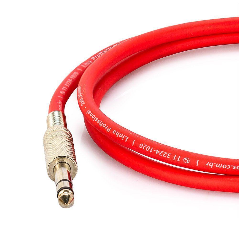 Cabo P10 Para P10 Estéreo - Vermelho 50 Metros - 2