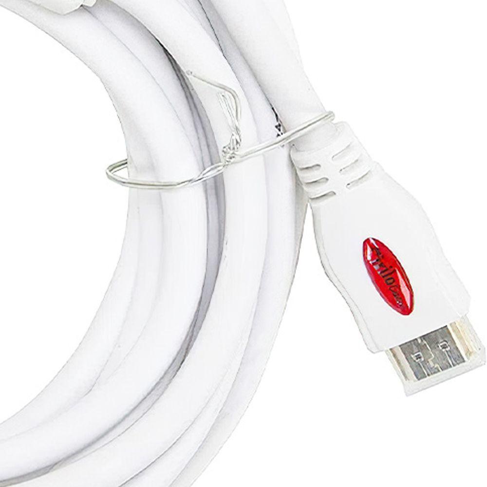 Cabo Hdmi 2.0 4k Ultra Hd 3d, Branco - 3 Metros - 5