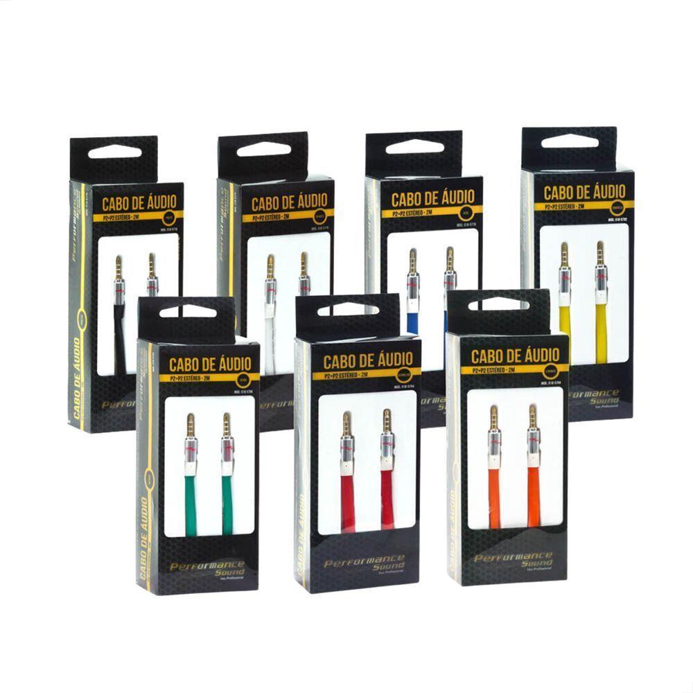Cabo De áudio Estéreo Flat P2 Para P2 Com 10 Metros - Branco - 5