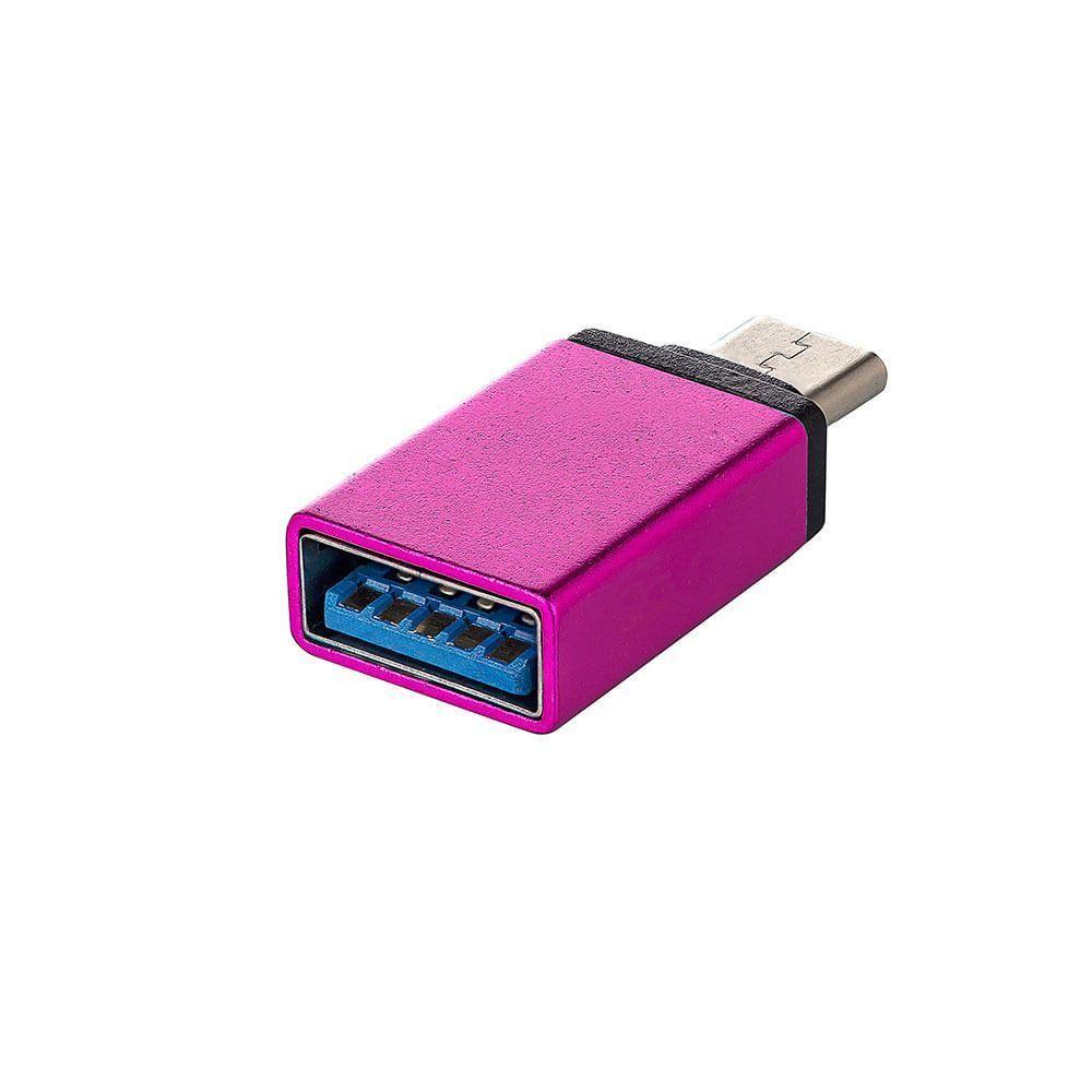 Adaptador Usb-c 3.0 Com Função Otg - Rosa - 1