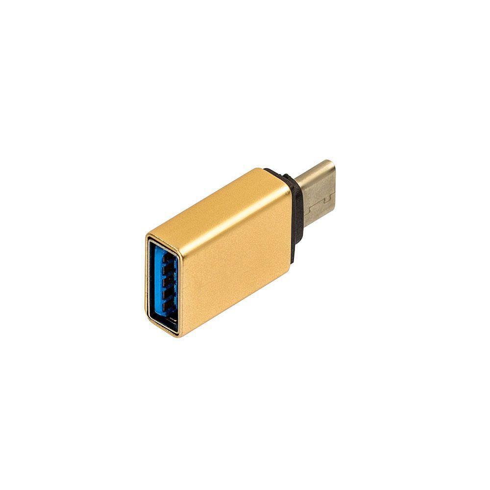Adaptador Usb-c 3.0 Com Função Otg - Dourado - 1
