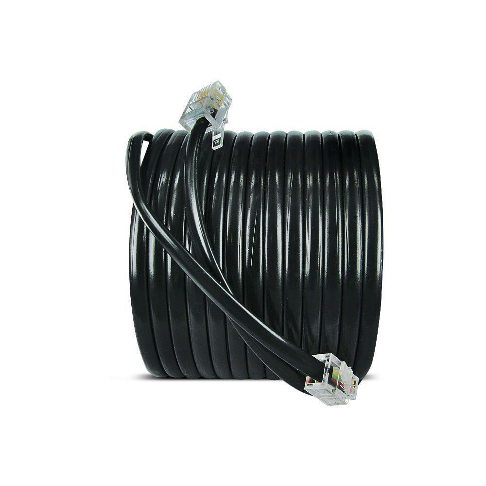 Cabo De Telefone Cordão Liso - Preto - 2 Metros - 1