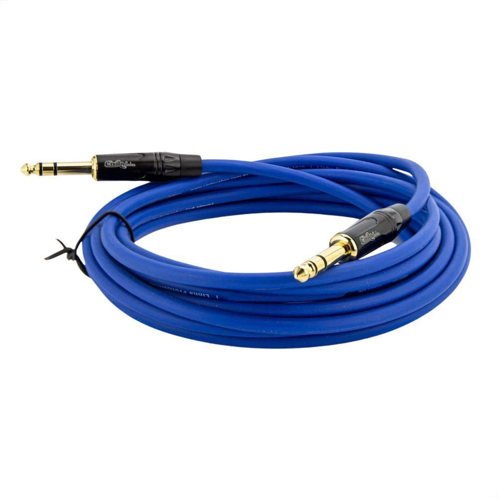 Cabo P10 Para P10 Estereo Profissional - Azul 4 Metros - 1