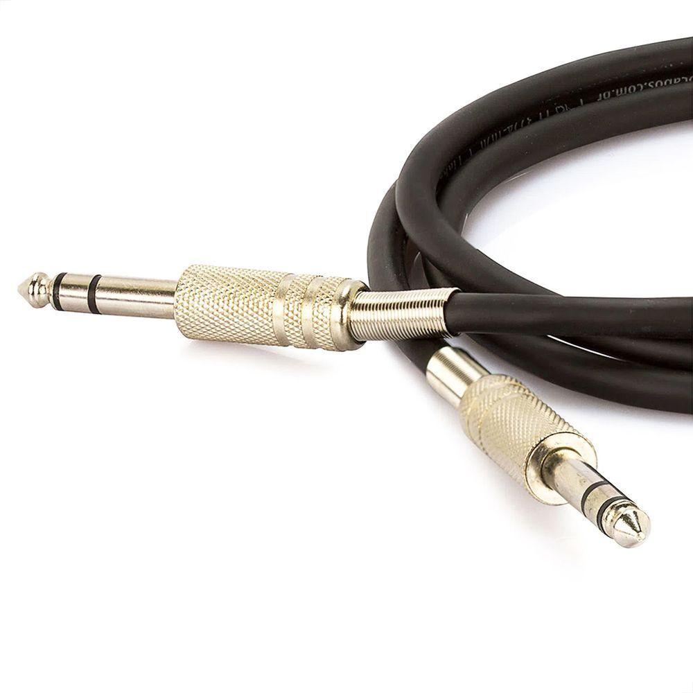 Cabo P10 Para P10 Estereo Preto - 2 Metros - 2