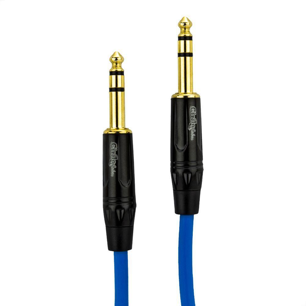 Cabo P10 Para P10 Estereo Profissional - Azul 5 Metros - 5