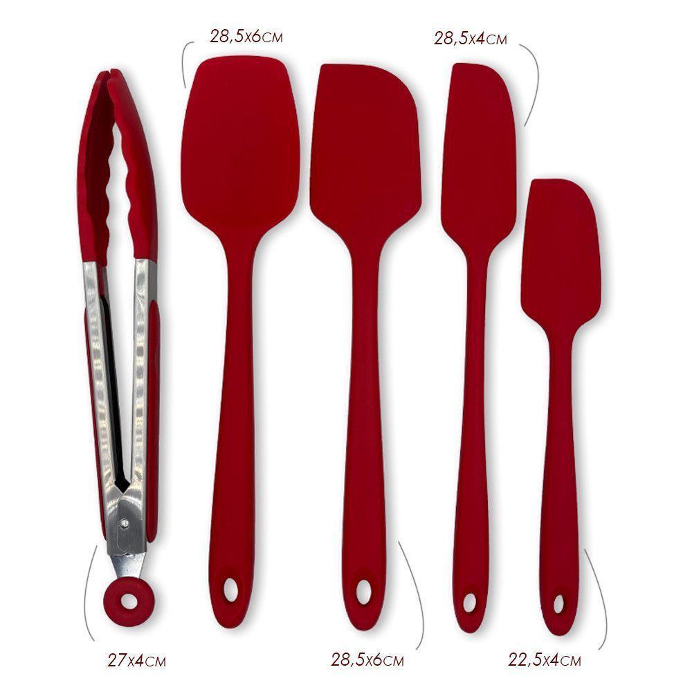 Conjunto De Espátulas E Pegador Em Silicone Unyhome 5 Peças - Vermelho - 3