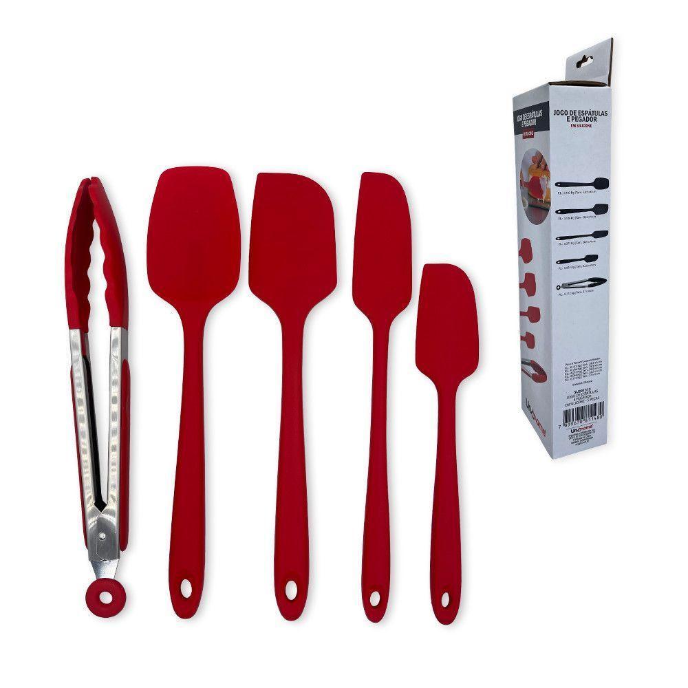 Conjunto De Espátulas E Pegador Em Silicone Unyhome 5 Peças - Vermelho - 1
