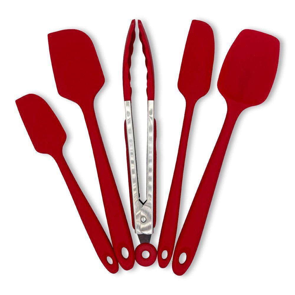 Conjunto De Espátulas E Pegador Em Silicone Unyhome 5 Peças - Vermelho - 4