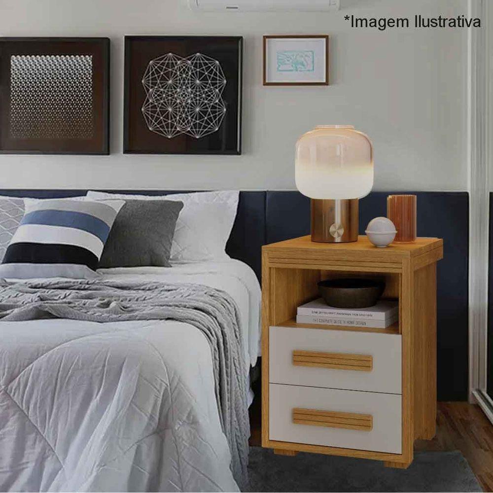 Mesa De Cabeceira 2 Gavetas Tóquio 100% Mdf - Casa Chick Cinamomo/off White - 4