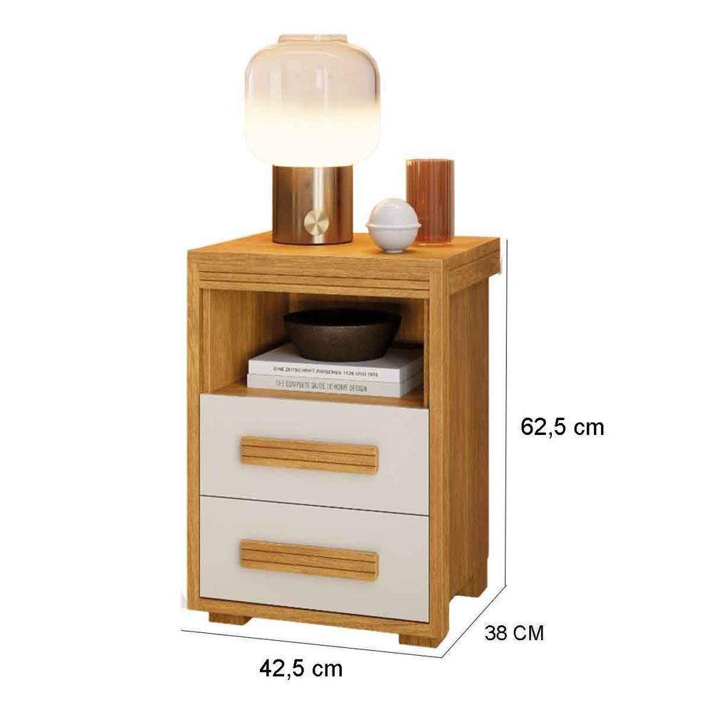 Mesa De Cabeceira 2 Gavetas Tóquio 100% Mdf - Casa Chick Cinamomo/off White - 5