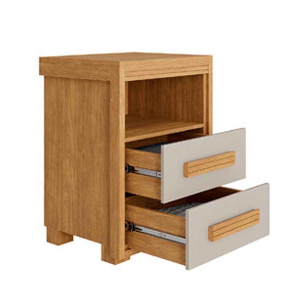 Mesa De Cabeceira 2 Gavetas Tóquio 100% Mdf - Casa Chick Cinamomo/off White - 6