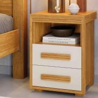 Mesa De Cabeceira 2 Gavetas Tóquio 100% Mdf - Casa Chick Cinamomo/off White - 3