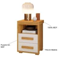 Mesa De Cabeceira 2 Gavetas Tóquio 100% Mdf - Casa Chick Cinamomo/off White - 7