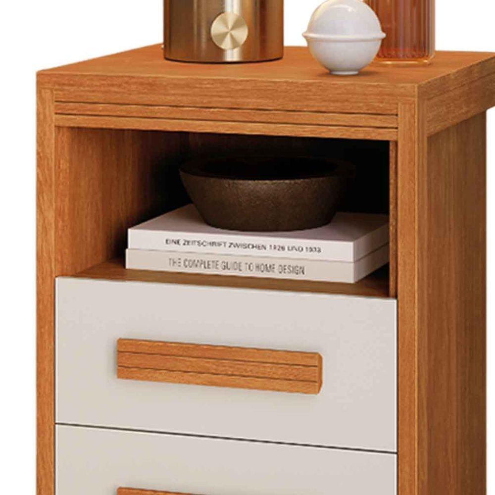 Kit 2 Mesas De Cabeceira 2 Gavetas Tóquio 100% Mdf - Casa Chick Nature/off White - 2