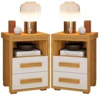 Kit 2 Mesas De Cabeceira 2 Gavetas Tóquio 100% Mdf - Casa Chick Cinamomo/off White - 1