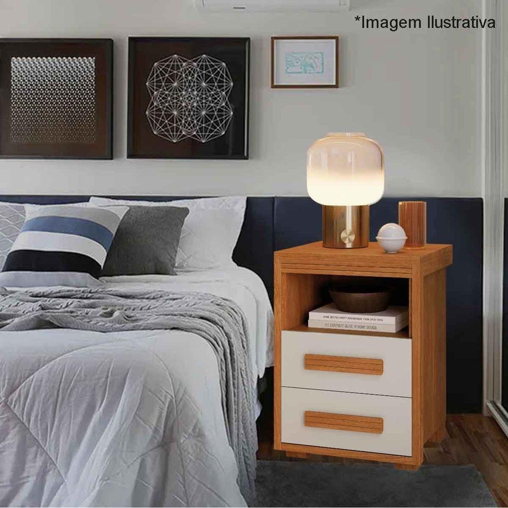Mesa De Cabeceira 2 Gavetas Tóquio 100% Mdf - Casa Chick Nature/off White - 2