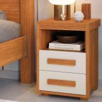 Mesa De Cabeceira 2 Gavetas Tóquio 100% Mdf - Casa Chick Nature/off White - 3