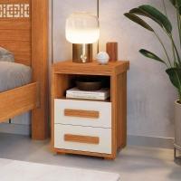 Mesa De Cabeceira 2 Gavetas Tóquio 100% Mdf - Casa Chick Nature/off White