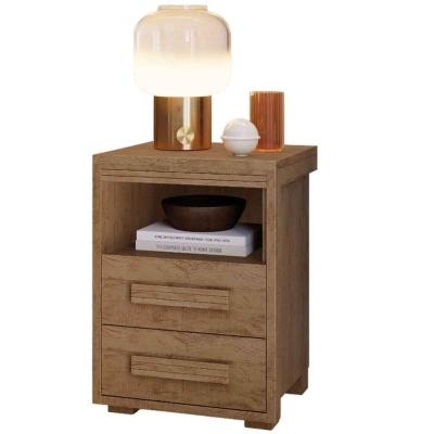 Mesa De Cabeceira 2 Gavetas Tóquio 100% Mdf - Casa Chick Castanho