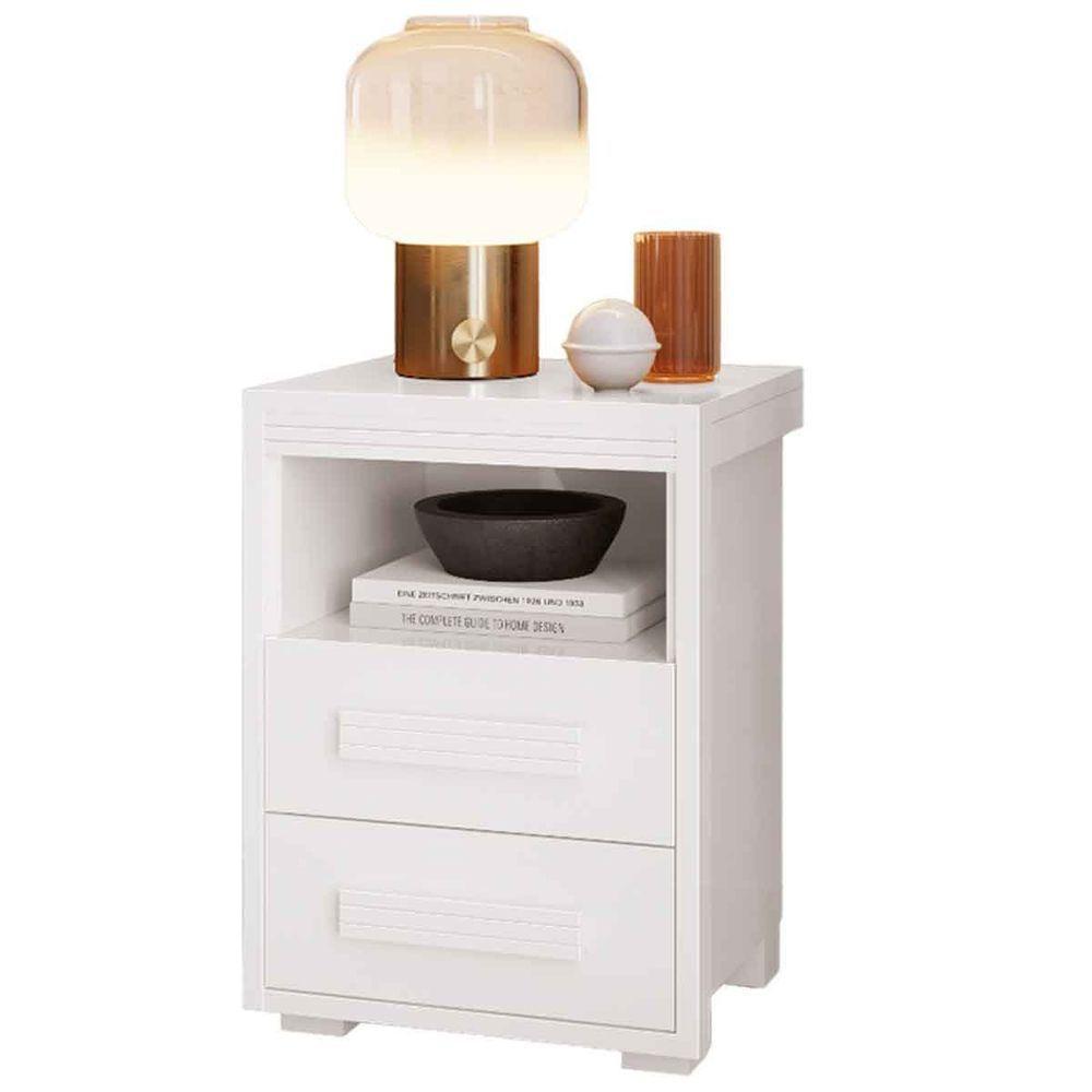 Mesa De Cabeceira 2 Gavetas Tóquio 100% Mdf - Casa Chick Branco - 1