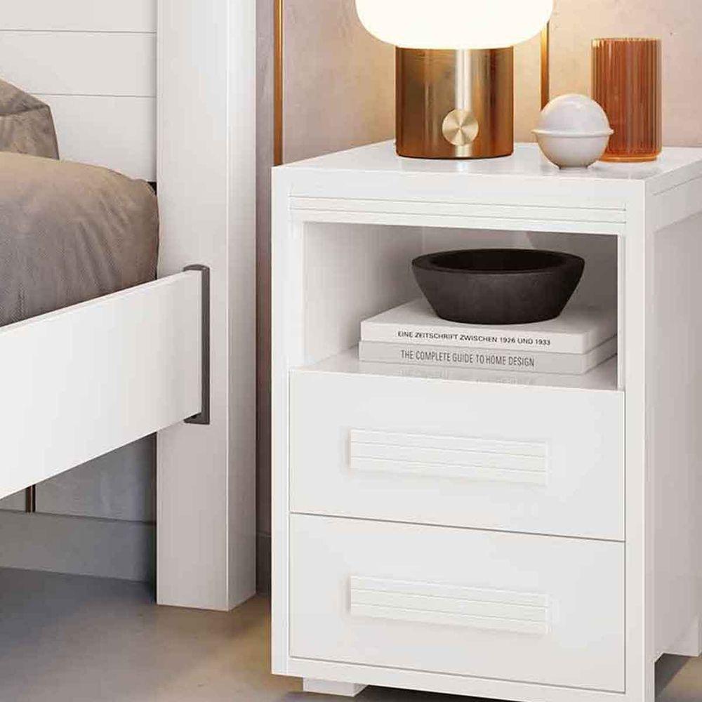 Mesa De Cabeceira 2 Gavetas Tóquio 100% Mdf - Casa Chick Branco - 5