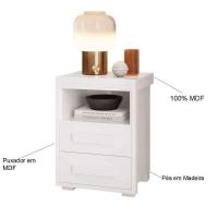 Mesa De Cabeceira 2 Gavetas Tóquio 100% Mdf - Casa Chick Branco - 7