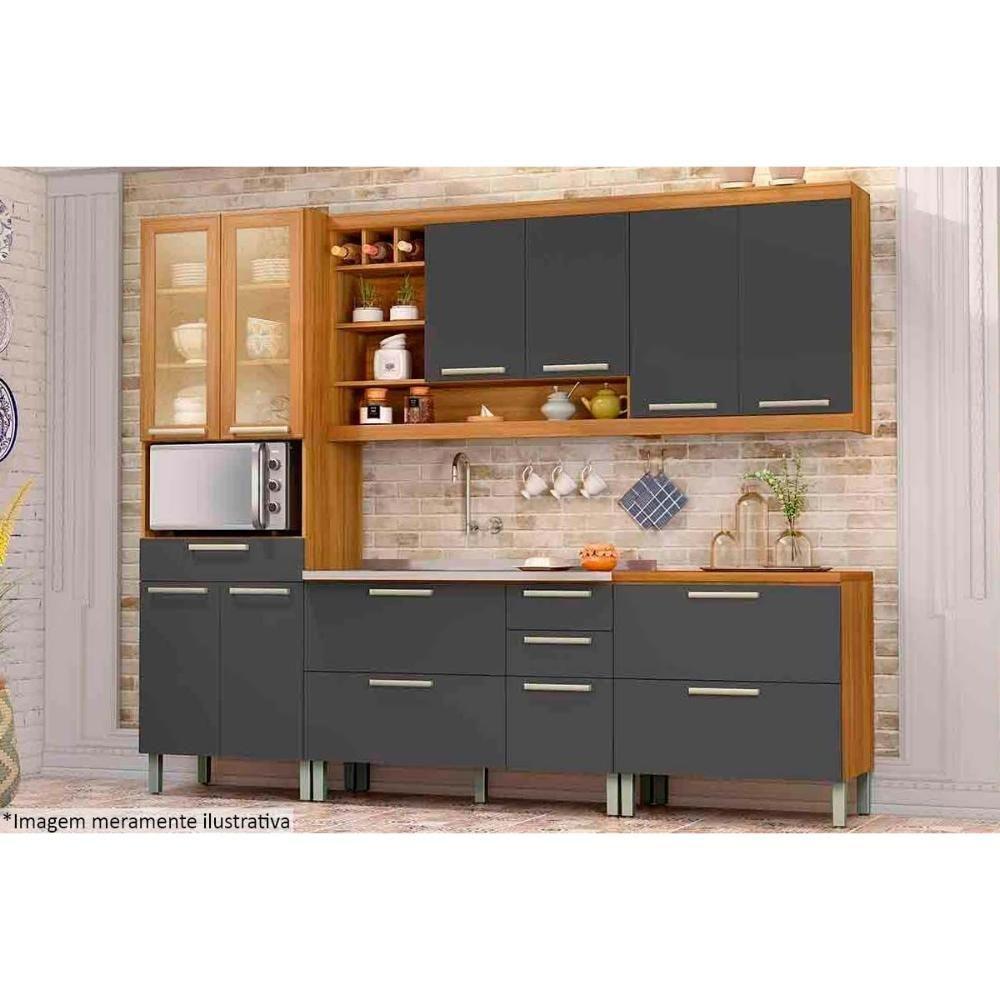 Armário Aéreo p/ Cozinha Burguesa Premium c/ 2 Portas 80cm Freijó/Branco - Nesher - 3