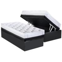 Cama Box Baú Solteiro: Colchão Anatômico Herval Georgetown C1620 Ergoplus + Base CRC Suede Gray(88x188x25) - 1