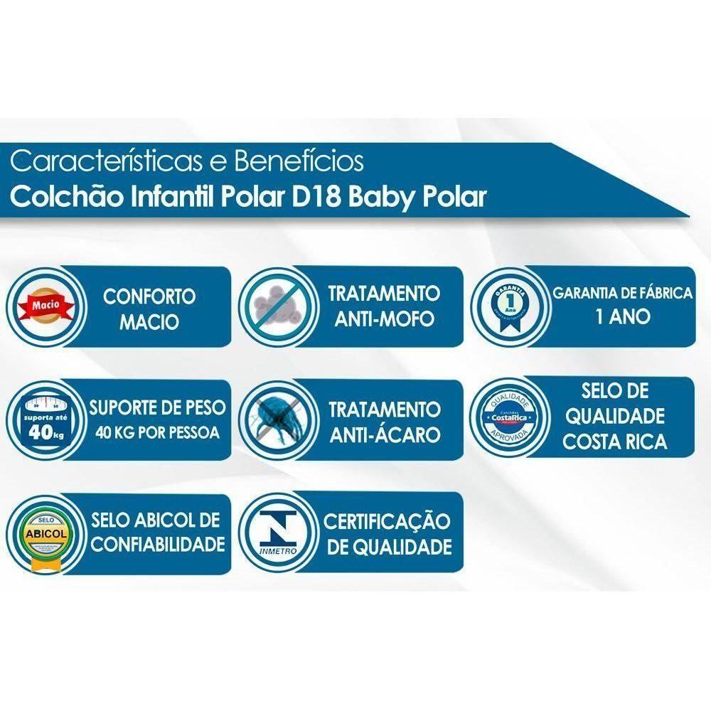 Colchão p/Berço D18 Baby Berço - 70x150x10 - Polar - 4