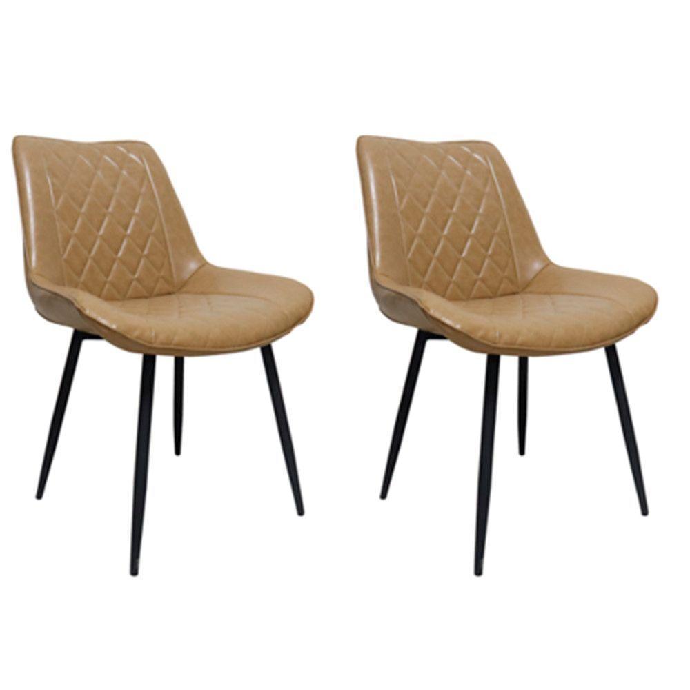 Kit Com 2 Cadeiras Haifa Assento Em Mdf E Base Em Aço Fratini Caramelo - 1