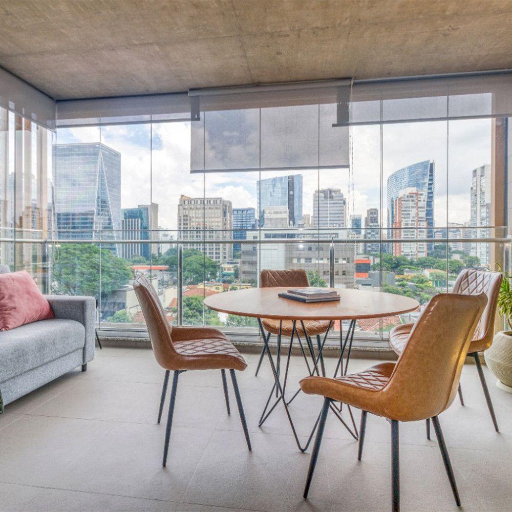 Kit Com 2 Cadeiras Haifa Assento Em Mdf E Base Em Aço Fratini Caramelo - 3