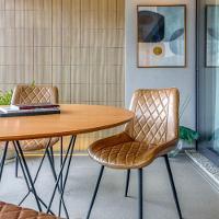 Kit Com 2 Cadeiras Haifa Assento Em Mdf E Base Em Aço Fratini Caramelo