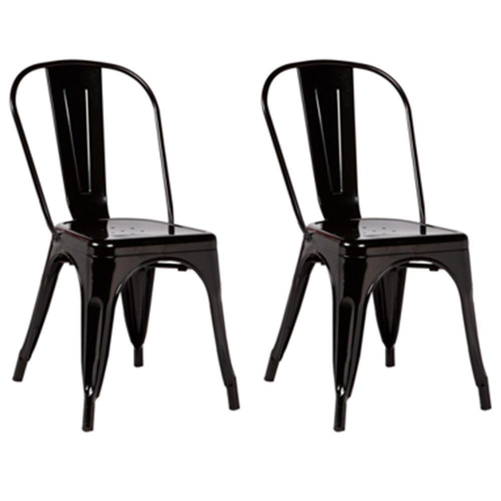Kit Com 2 Cadeiras Berlim Estrutura Em Aço Com Pintura Automotiva Fratini Preto - 1