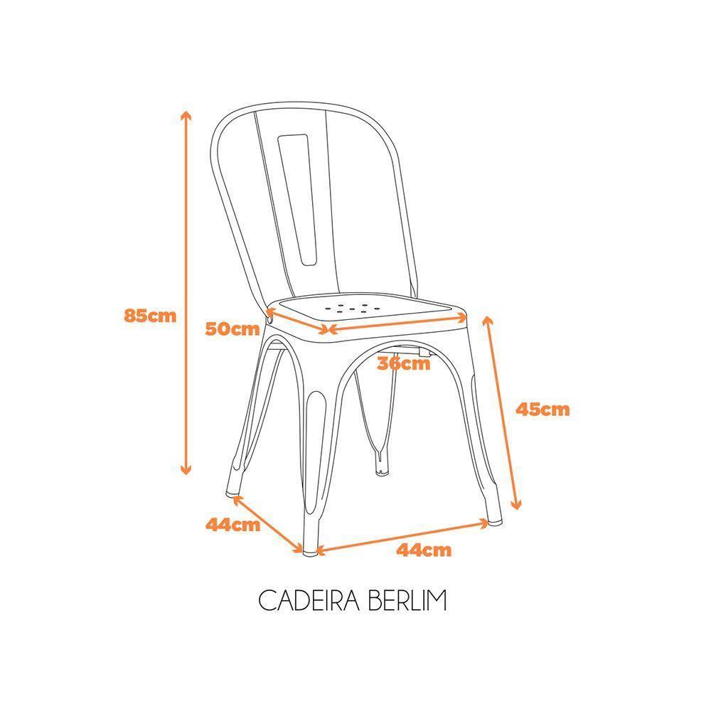 Kit Com 4 Cadeiras Berlim Estrutura Em Aço Com Pintura Automotiva Fratini Preto - 5