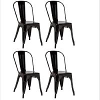 Kit Com 4 Cadeiras Berlim Estrutura Em Aço Com Pintura Automotiva Fratini Preto - 1