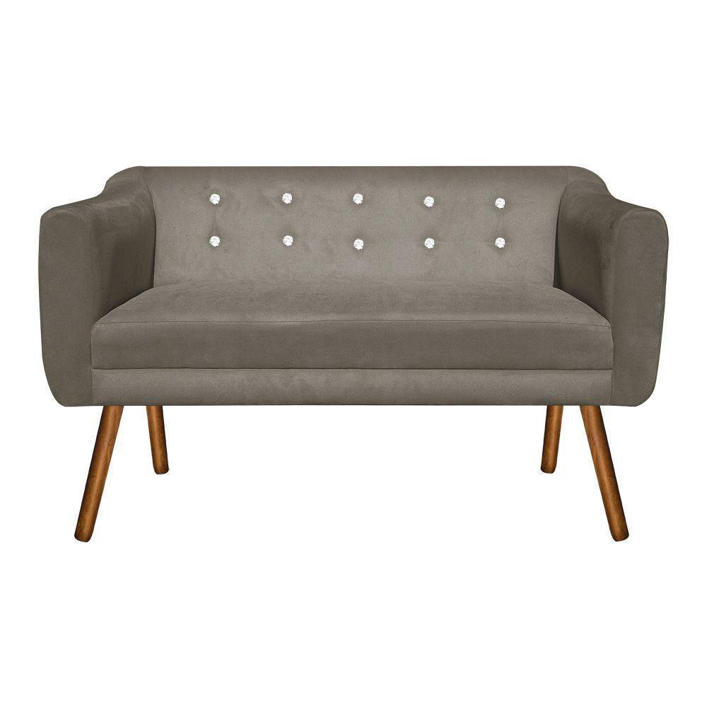Sofá Retrô Namoradeira Julia 2 Lugares Suede Marrom Rato Com Strass - D\'rossi - 1