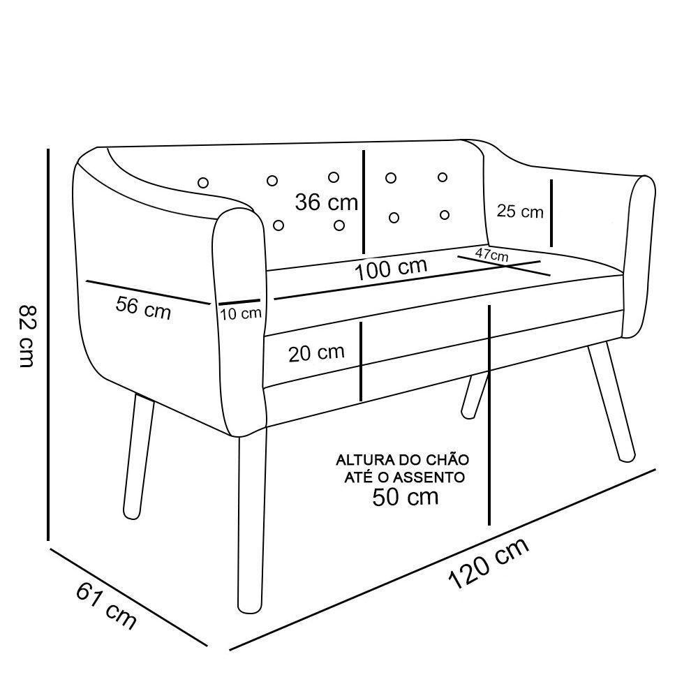 Sofá Retrô Namoradeira Julia 2 Lugares Suede Marrom Rato Com Strass - D\'rossi - 2