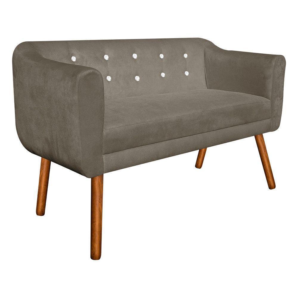 Sofá Retrô Namoradeira Julia 2 Lugares Suede Marrom Rato Com Strass - D\'rossi - 6