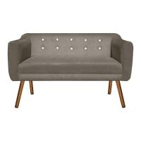 Sofá Retrô Namoradeira Julia 2 Lugares Suede Marrom Rato Com Strass - D\'rossi - 1